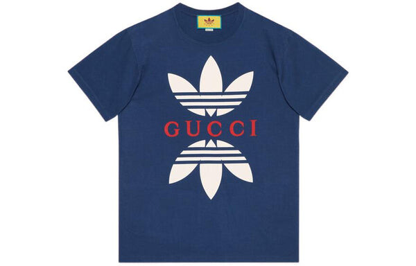 Футболка x adidas cotton jersey t-shirt 'cobalt blue' Gucci, синий — фото 2