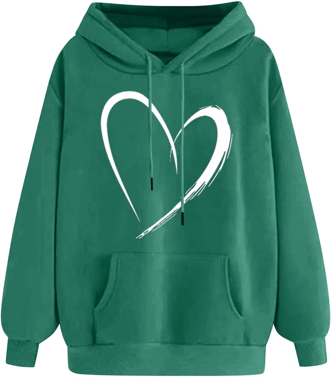 

Женский худи с принтом в виде сердца, длинные рукава, с капюшоном на шнурке и карманом-кенгуру Smxrfitk