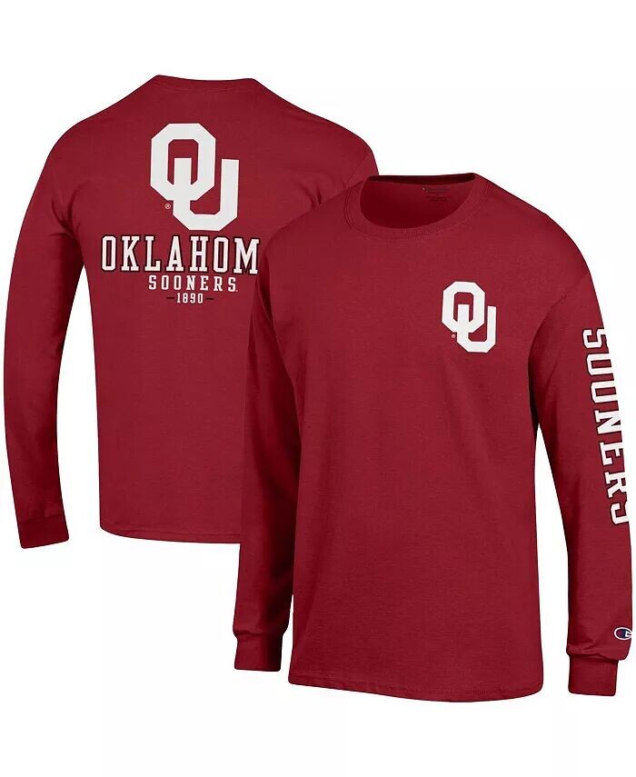 

Мужская темно-красная футболка Oklahoma Sooners Team Stack с длинным рукавом Champion