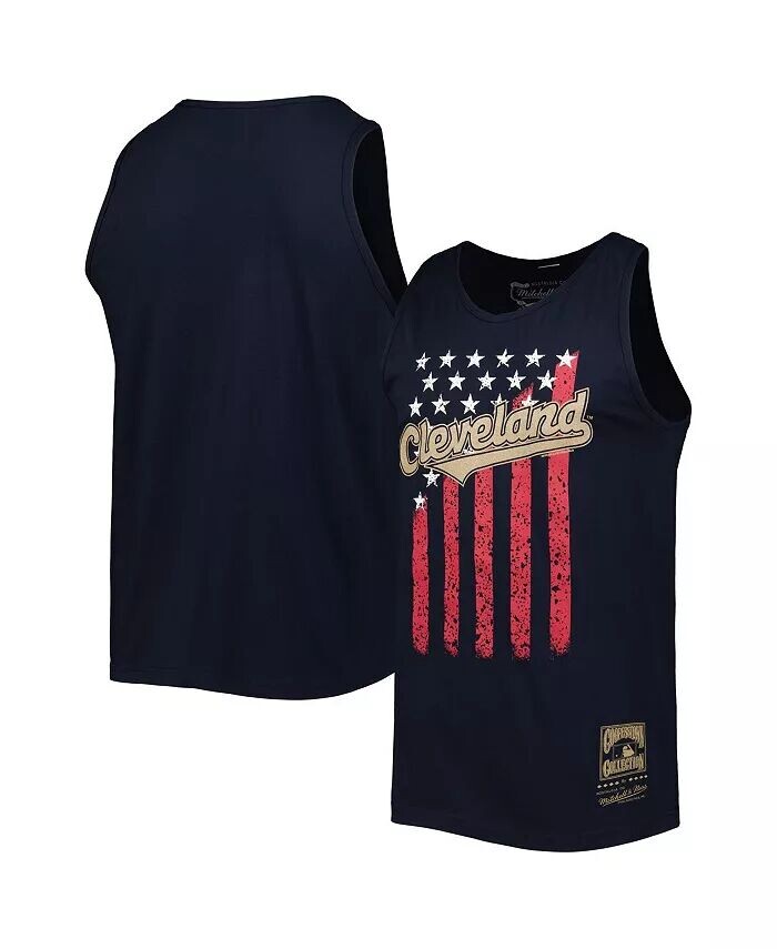 

Мужская темно-синяя майка Cleveland Guardians Cooperstown Collection Stars and Stripes Mitchell & Ness