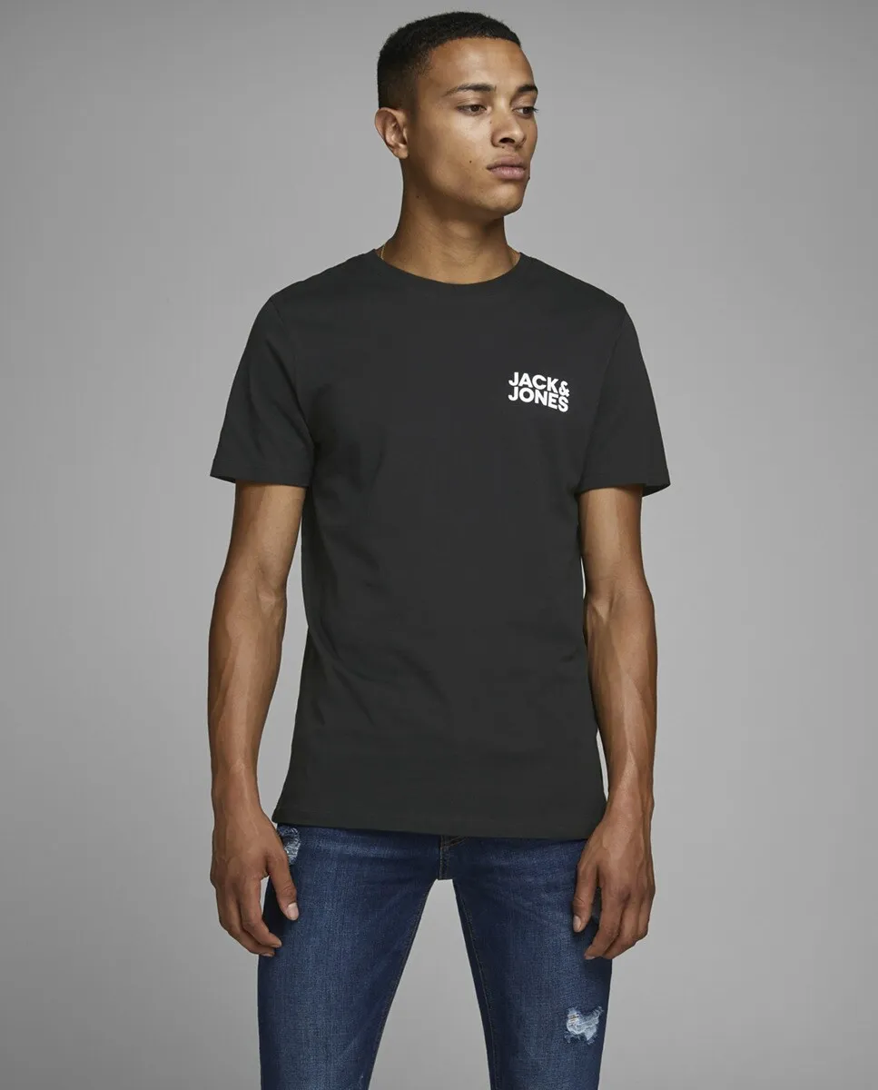 

Мужская черная футболка с логотипом Jack & Jones, черный