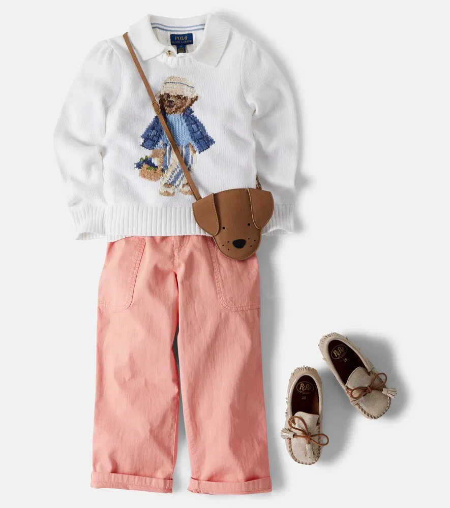 Хлопковый свитер Polo Bear Polo Ralph Lauren Kids, белый — фото 2