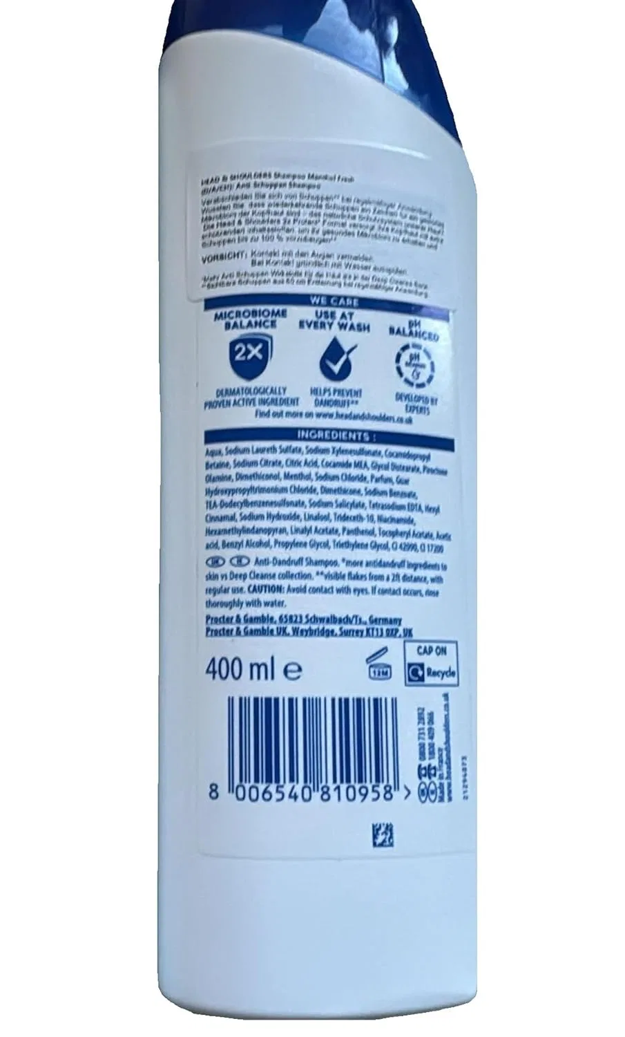 Набор из 6 шампуней против перхоти Head & Shoulders Menthol Fresh, 400 мл Head & Shoulders