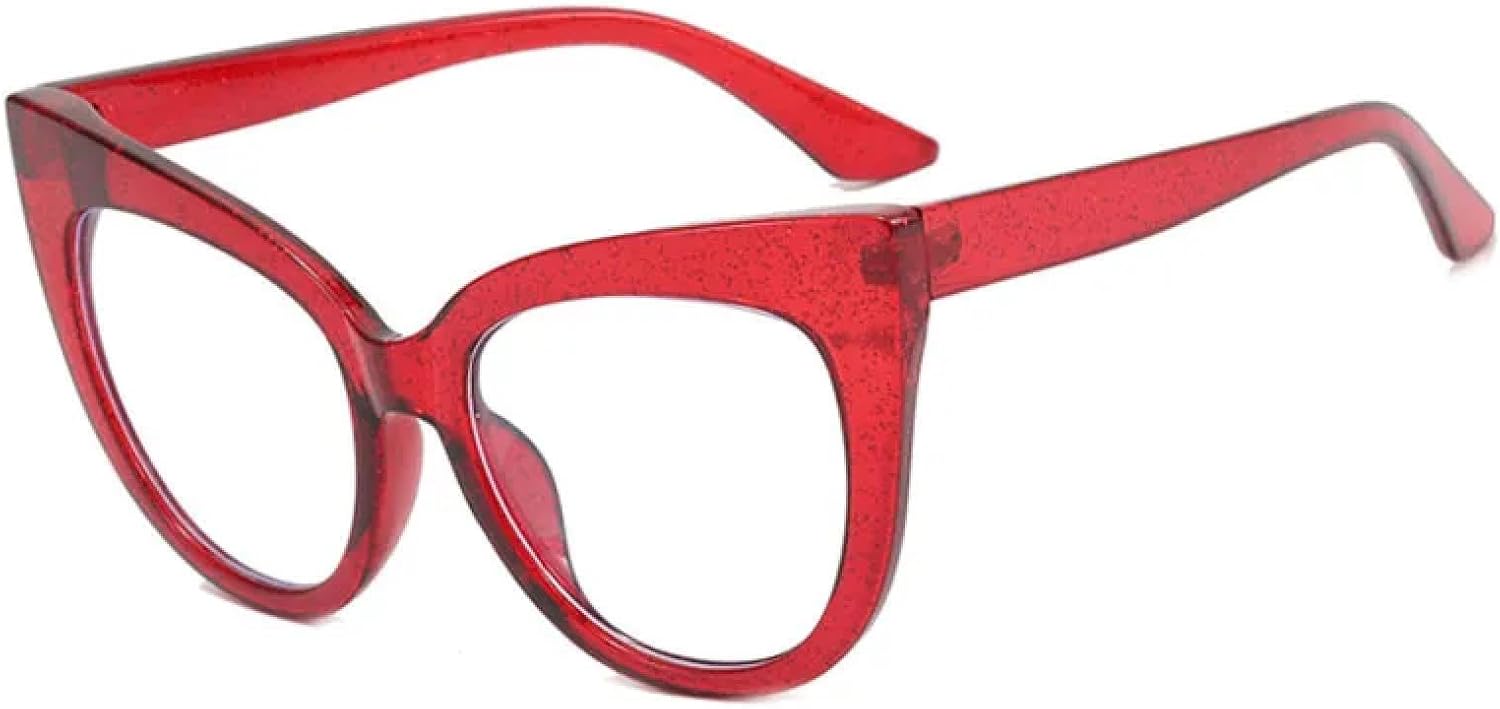 

Роскошные солнцезащитные очки для женщин, большие, в стиле «кошачий глаз», винтажные, круглые, с крупной оправой, защита от УФ-излучения UV400 для использования на открытом воздухе TVTBBVV, Red-clear