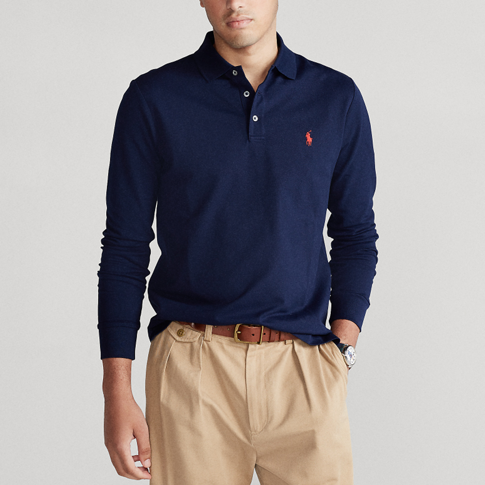 Футболка поло мужская морская синяя Polo Ralph Lauren — фото 4