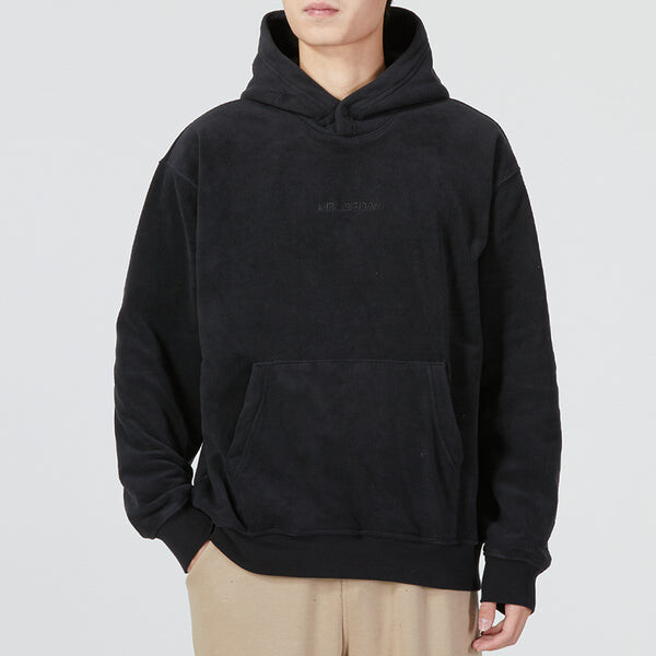Толстовка Air Jordan Solid Color Embroidered Polar Fleece Hooded Long Sleeves Hoodie Men's Black, черный — фото 3