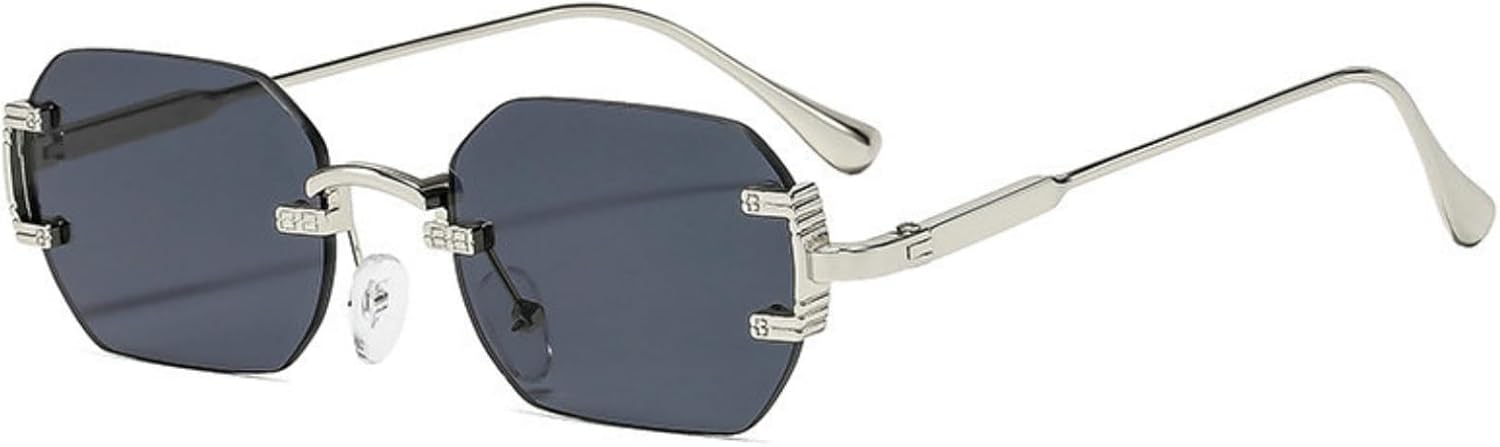 

Солнцезащитные очки без оправы, прямоугольные, в винтажном стиле, с металлическими оправами, модные женские солнцезащитные очки с многоугольными линзами, защита от ультрафиолета UV400 helena, C3