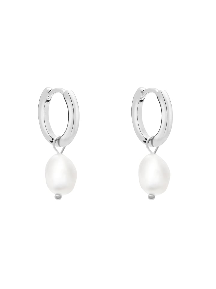 

s.Oliver Серьги-кольца из нержавеющей стали с декоративной жемчужиной серебристого цвета