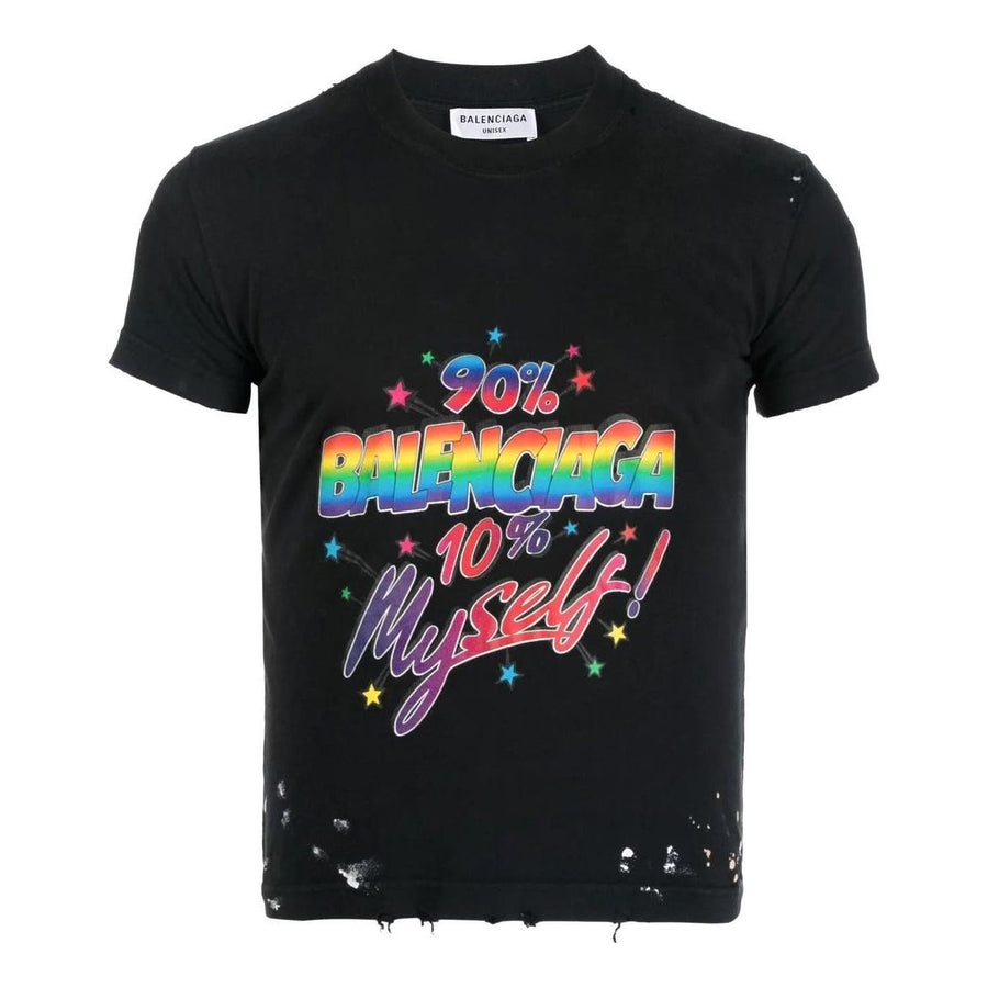 

Футболка Balenciaga Small-Fit Distressed Graphic Jersey T-Shirt 'Washed Black', черный