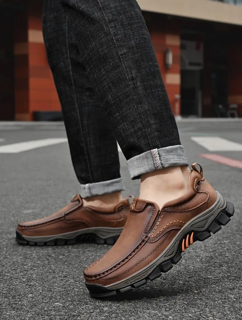 Мокасины Leather Slip on Hiking Shoes, светло-коричневый — фото 2