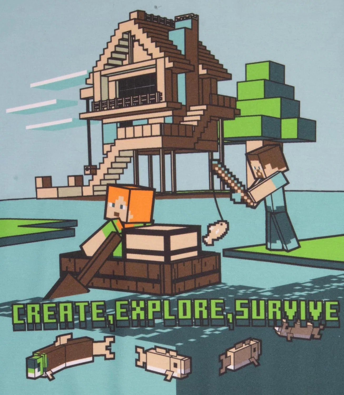 Детский флисовый комплект Minecraft для мальчиков: толстовка и брюки, а также худи и спортивные штаны, Sage Green — фото 3