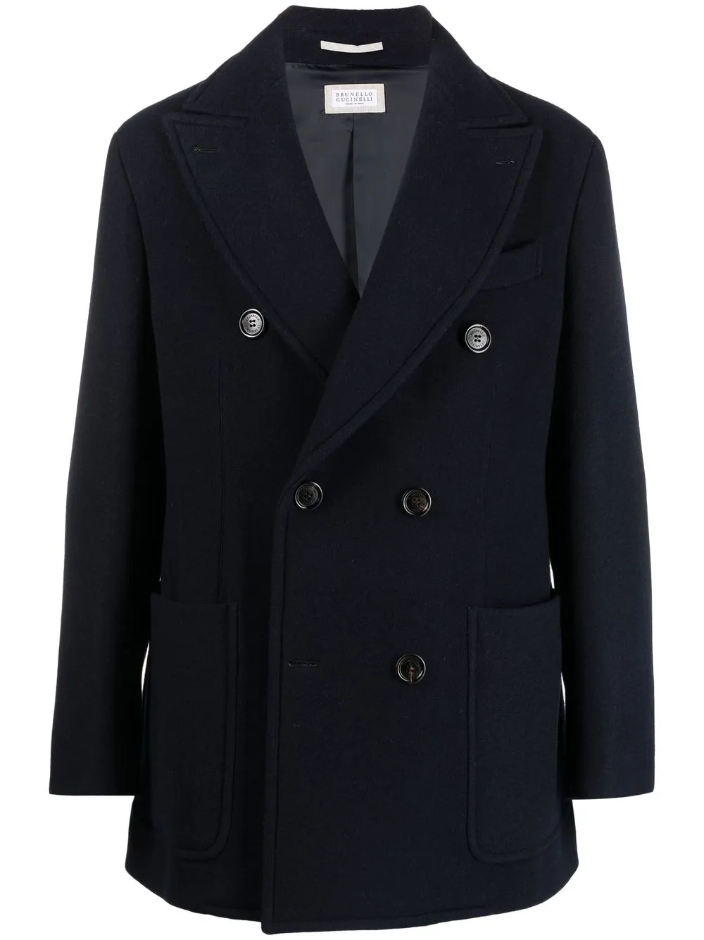 

Двубортное пальто Caban Brunello Cucinelli, синий