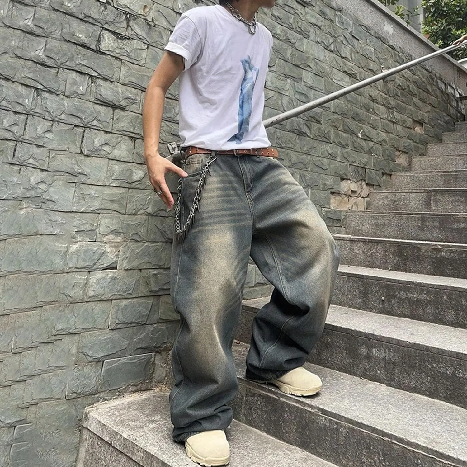 Джинсы свободные Men's Baggy Hip Hop, Blue — фото 4