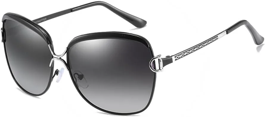 

Большие поляризованные солнцезащитные очки для женщин, металлические, винтажные, с антибликовым покрытием, очки для вождения, защита от УФ-излучения UV400 VFDHN, 1