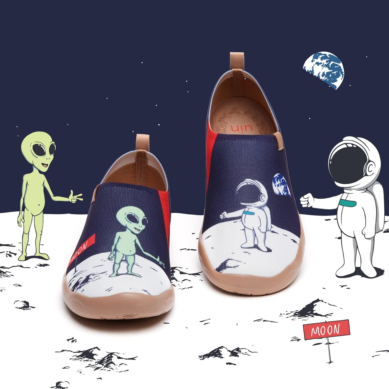 Мужские лоферы UIN, раскрашенные туристические туфли, слипоны для прогулок, повседневные легкие удобные модные кроссовки Toledo Destination, Nice to Meet U — фото 2