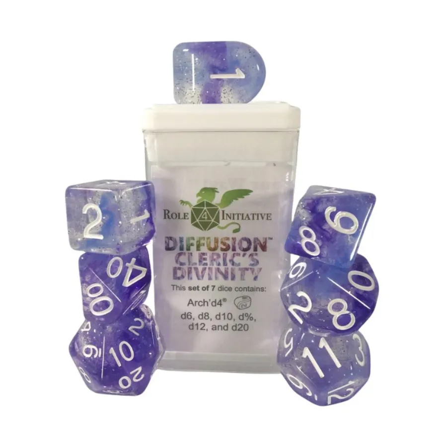 

Набор Diffusion Poly — Божественность Священника с числами (7), Class & Creature Dice - Poly Sets