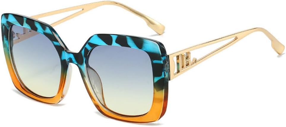 

Женские солнцезащитные очки большого размера с леопардовым принтом, модные мужские и женские, с металлическими дужками, в стиле ретро, ​​роскошные, с зеркальными линзами, защита от УФ-излучения UV400, SUN2646 Generic, Blue Leopard