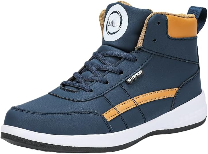 

Мужские кеды Hhhchpm средней высоты - Всесезонные повседневные/для улицы/обувь, верх из ПУ, круглый носок и подошва для увеличения роста - для джинсов/курток, модная мужская обувь, синий