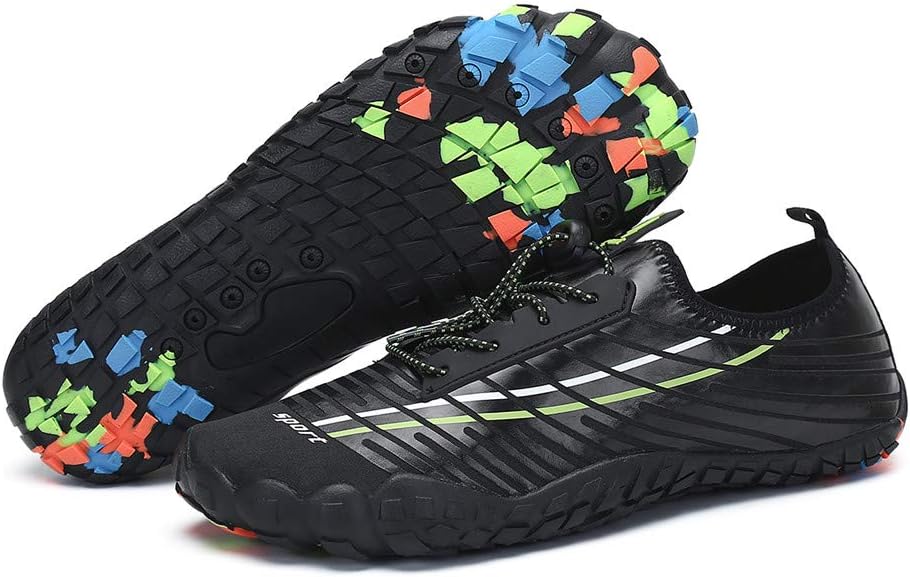 

Унисекс босоножки для воды Быстросохнущие обувь для водных видов спорта Пляжное плавание Йога Легкие дышащие кроссовки для упражнений Прогулок по пляжу Вождения Asifn, черный