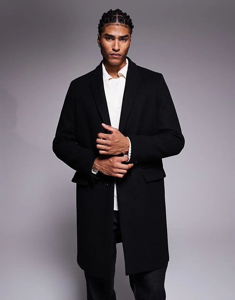 

Пальто из шерсти River Island черного цвета