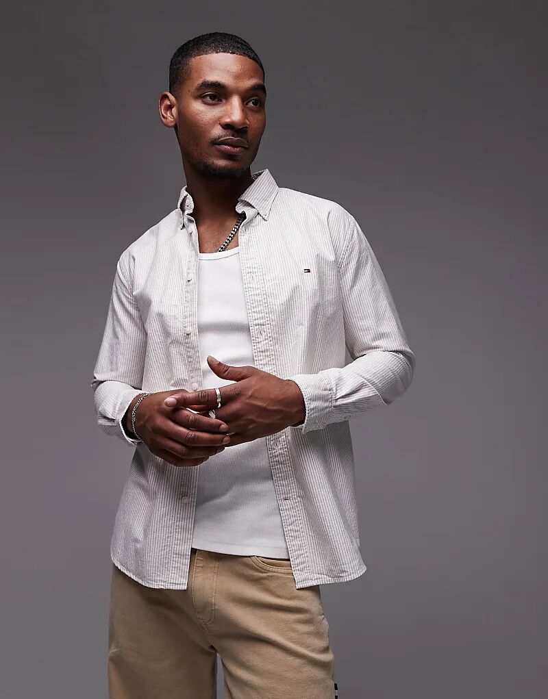 

Рубашка оксфорд с длинными рукавами Tommy Hilfiger в бежевую полоску