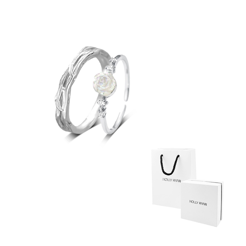 

HOLLY RYAN Кольцо S925 серебро переплетенная ветка камелия unisex модный минимализм регулируемое раскрытие парные кольца