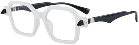 

Ретро-очки квадратной формы для женщин, модные, двухцветные, с защитой от УФ-излучения UV400; мужские солнцезащитные очки в стиле панк с многоугольными заклепками MTZJH, White Black Clear