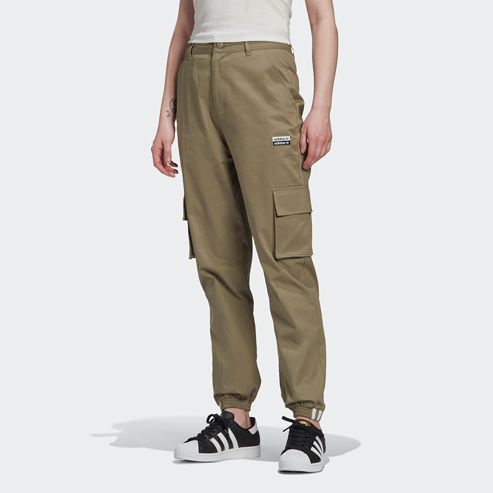 Женские карго-брюки цвета тёмный хаки Adidas Originals — фото 4