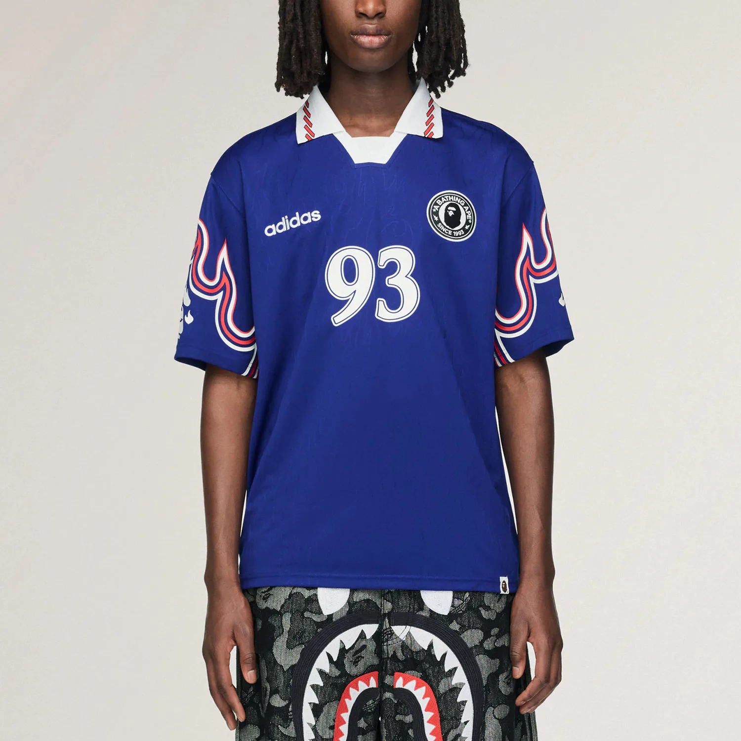 Bape SSL Flame Jersey поло Unisex Adidas Originals, темно-синий — фото 3