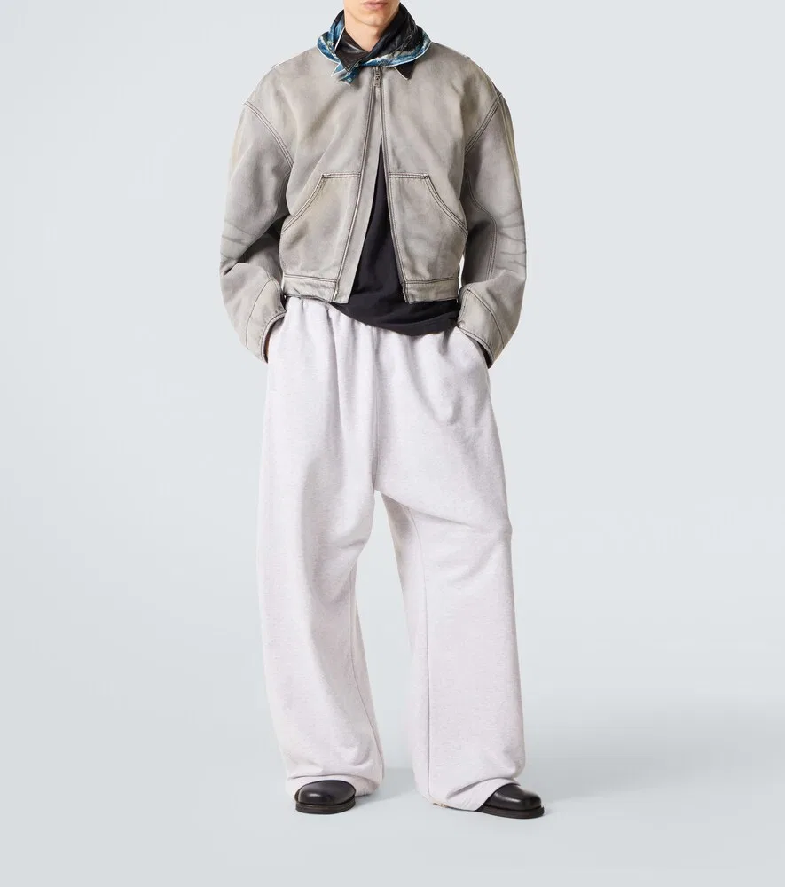 Джинсовая куртка с кожаной отделкой Acne Studios, серый — фото 2