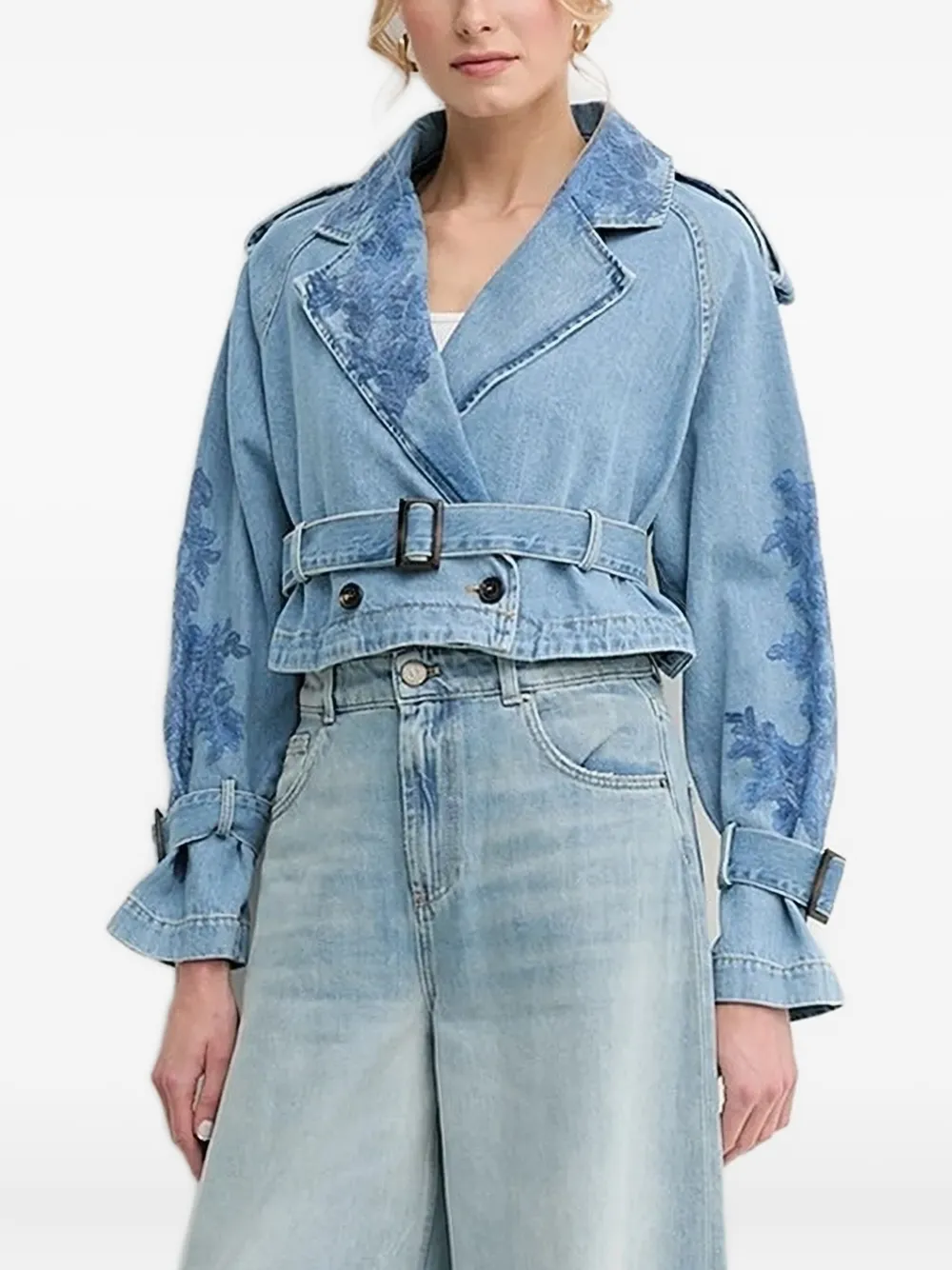 

Джинсовая куртка с вышитым поясом Ermanno Scervino, синий