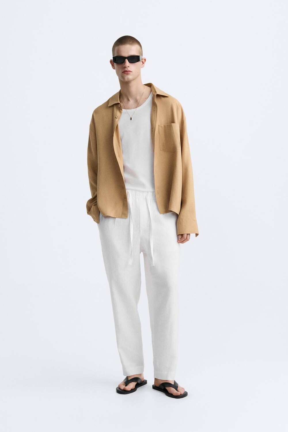 

Брюки из 100% льна ZARA, белый