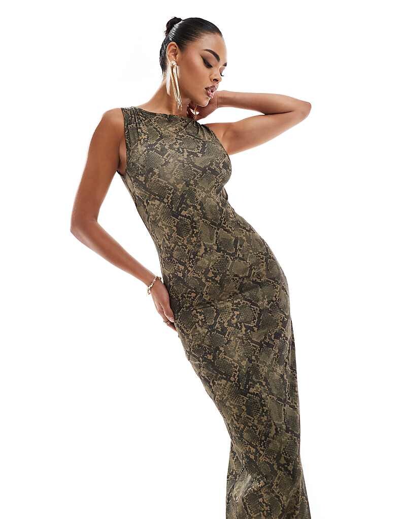 

Платье макси со змеиным принтом ASOS DESIGN