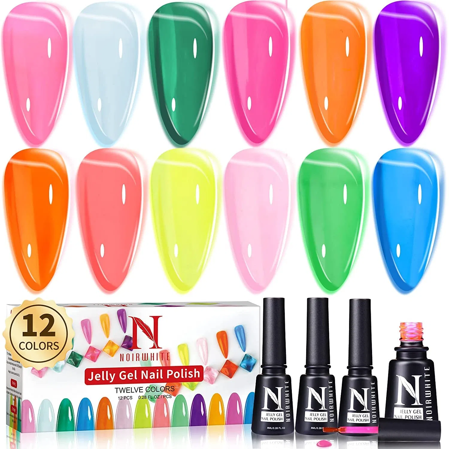 Набор Jelly Crystal UV Nail Polish Set: 12 цветов гель-лака Generisch