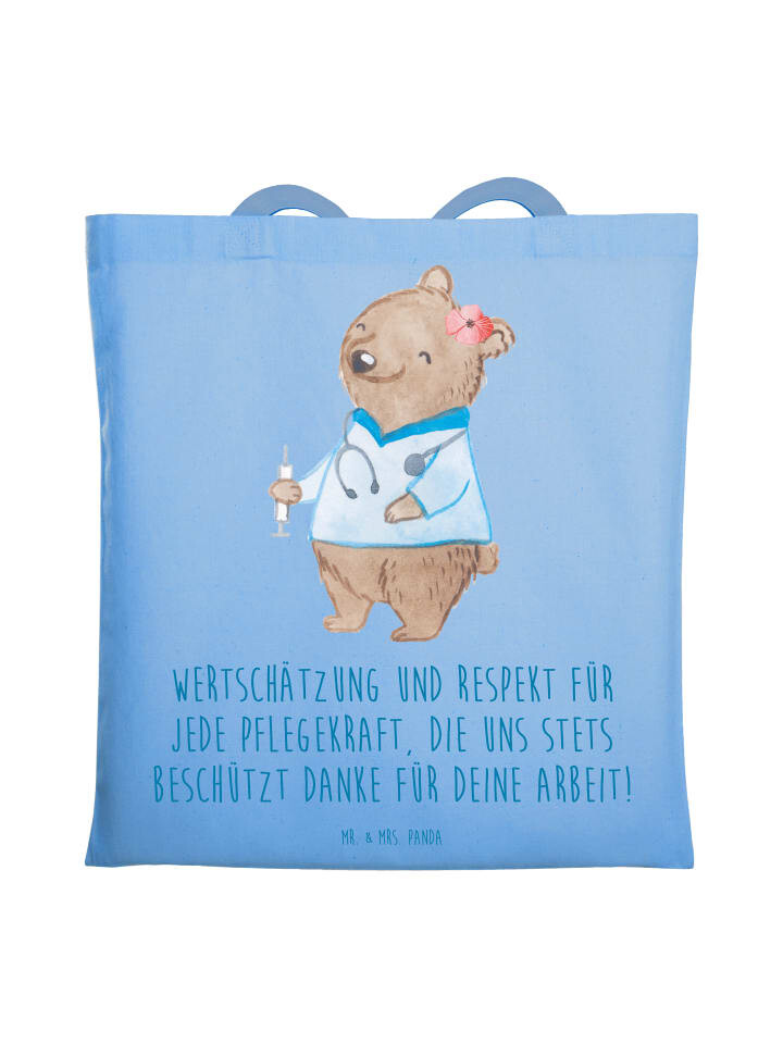 

Сумка Mr. & Mrs. Panda Tragetasche Pflegekraft Wertschätzung mit Spruch, небесно-синий