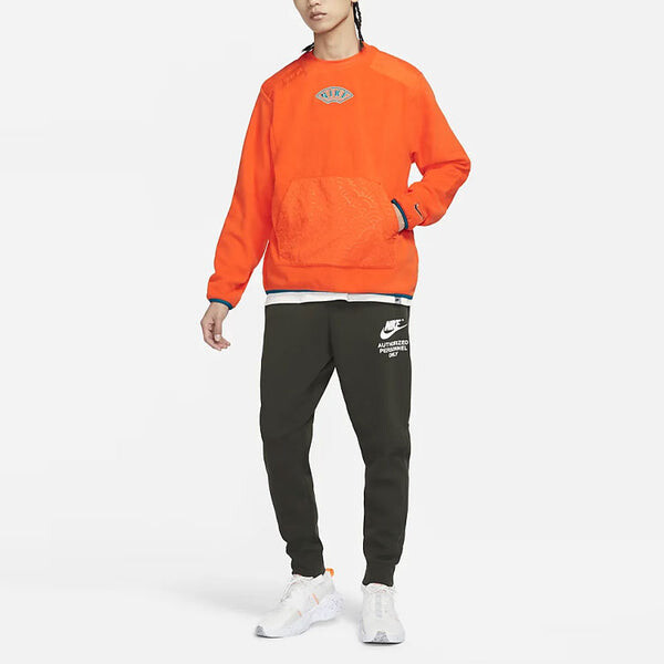 Толстовка cny chinese new year's edition therma-fit logo embroidered loose fleece sports round neck pullover orange Nike, оранжевый — фото 3