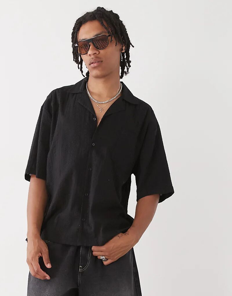 

Текстурированная тканая рубашка COLLUSION черного цвета