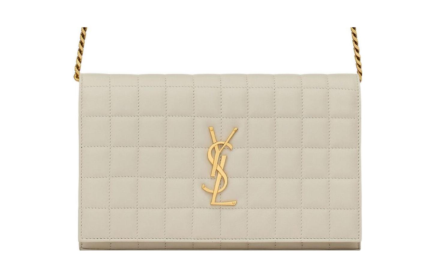 

SAINT LAURENT Овчинная сумка через плечо поясная кошелек женский белый