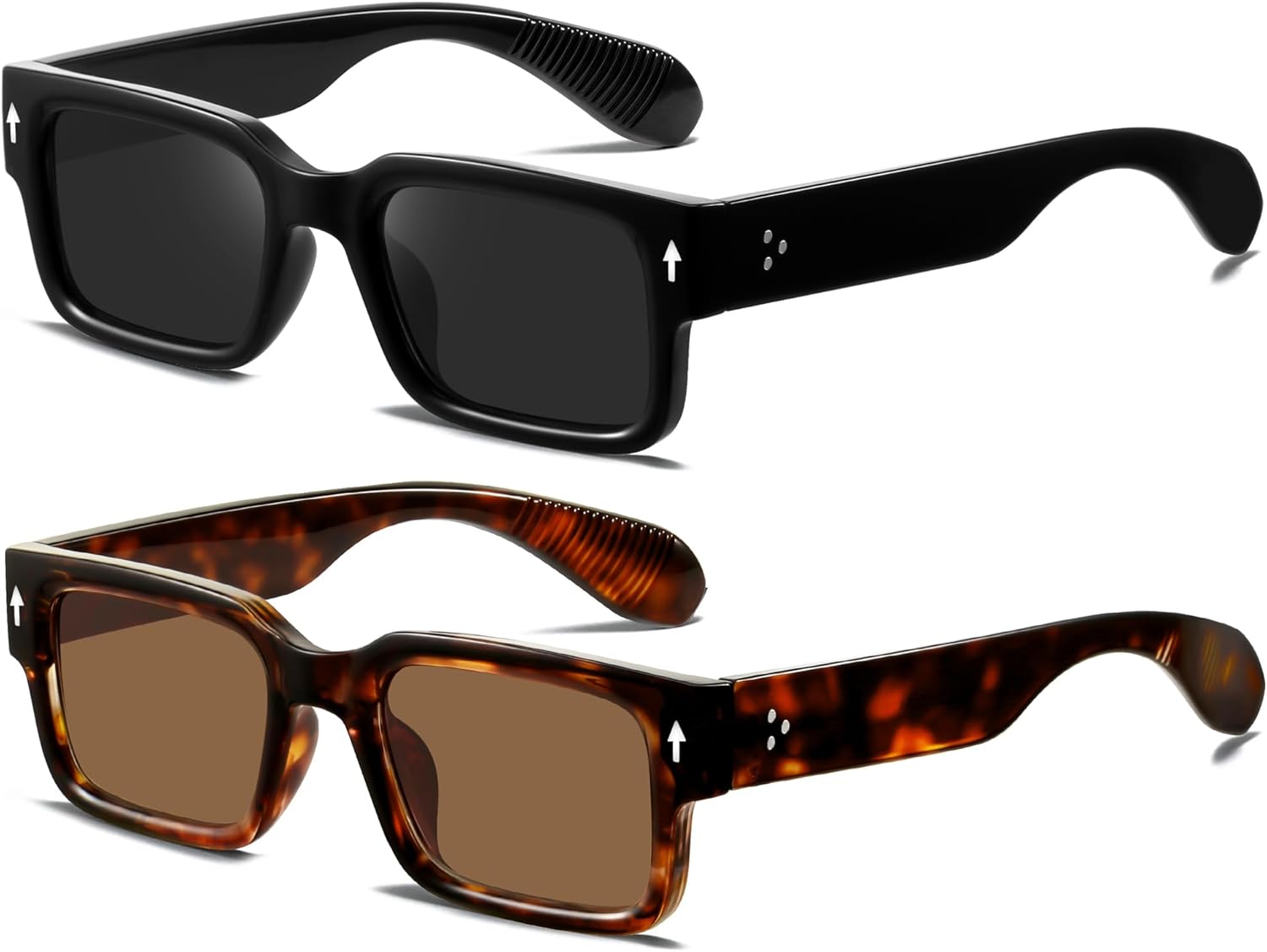 

Солнцезащитные очки YDAOWKN в квадратной оправе для женщин и мужчин, модные массивные прямоугольные солнцезащитные очки черного цвета с защитой от УФ-излучения UV400, B Black Frame Black Lens+tortoise Frame Brown Lens