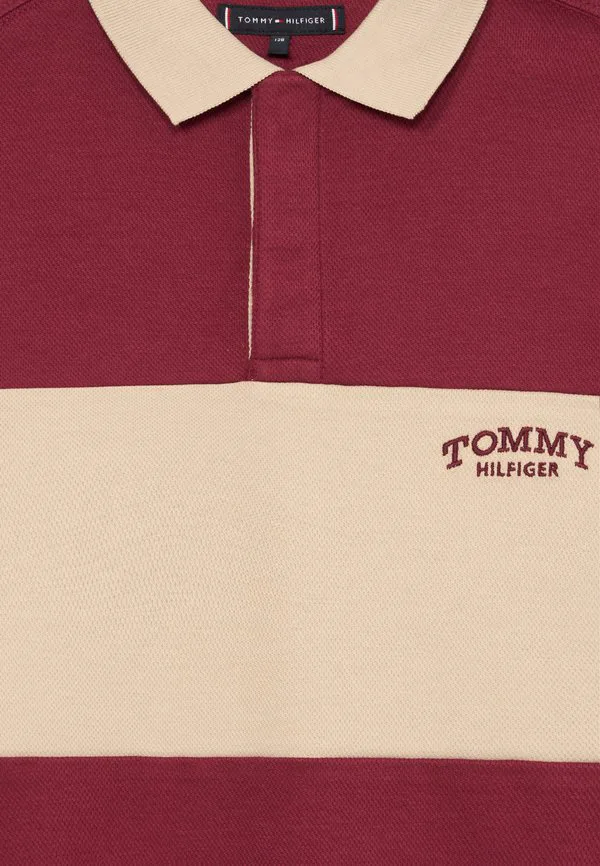 Рубашка-Поло с длинными рукавами в стиле колор-блок Tommy Hilfiger, Red/Beige — фото 3