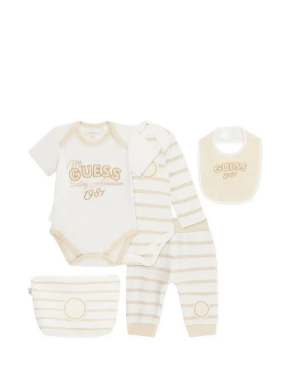 Полосатый комплект детского комбинезона Guess Kids, белый