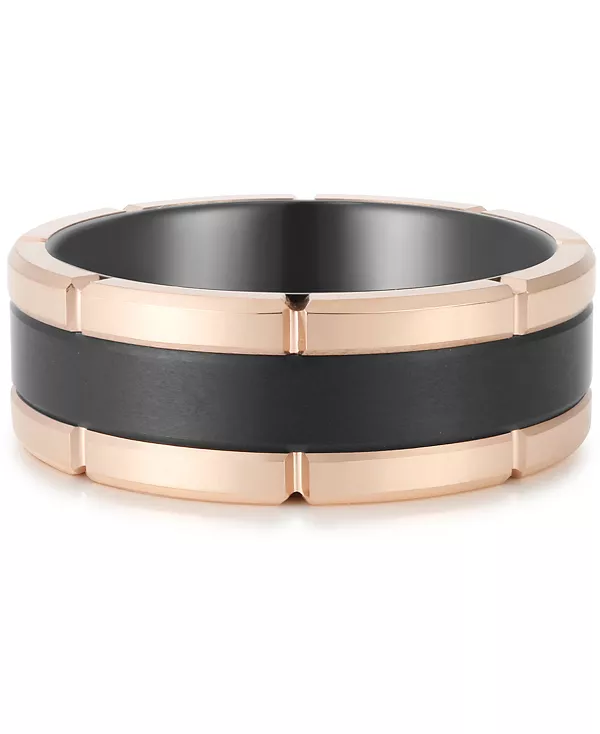 

Мужской двухцветный браслет с насечками из тантала с ионным покрытием розового и черного цветов Macy'S, black