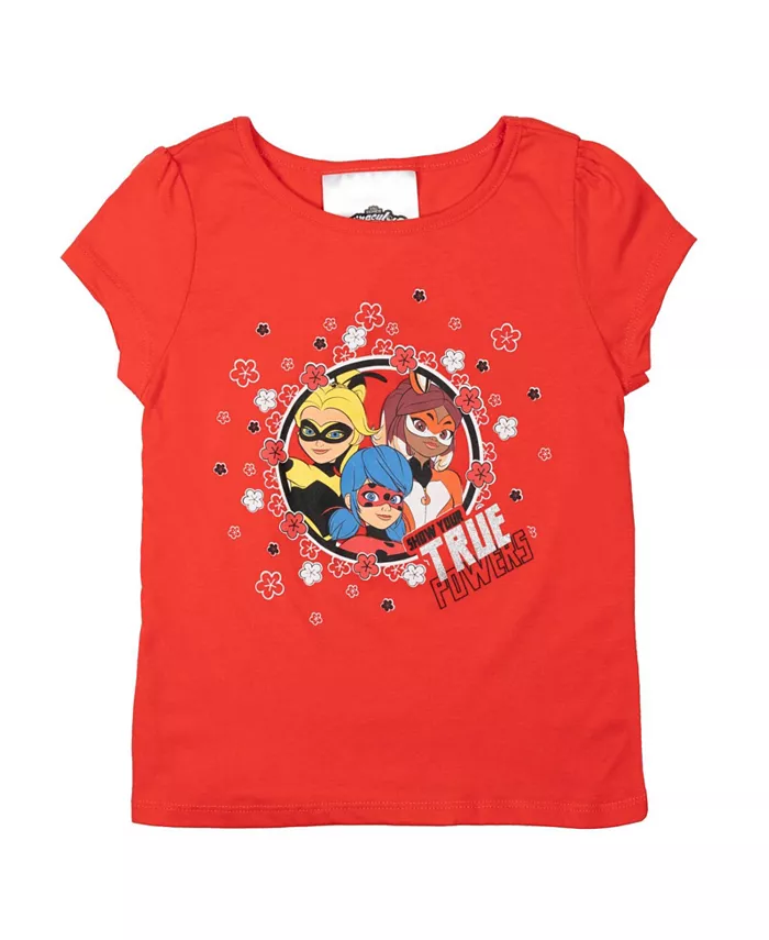 Футболка, юбка и атласная повязка для девочек Ladybug Rena Rouge Queen Bee, комплект из 3 предметов (для детей от 4 до 14 лет) Miraculous, красный — фото 3