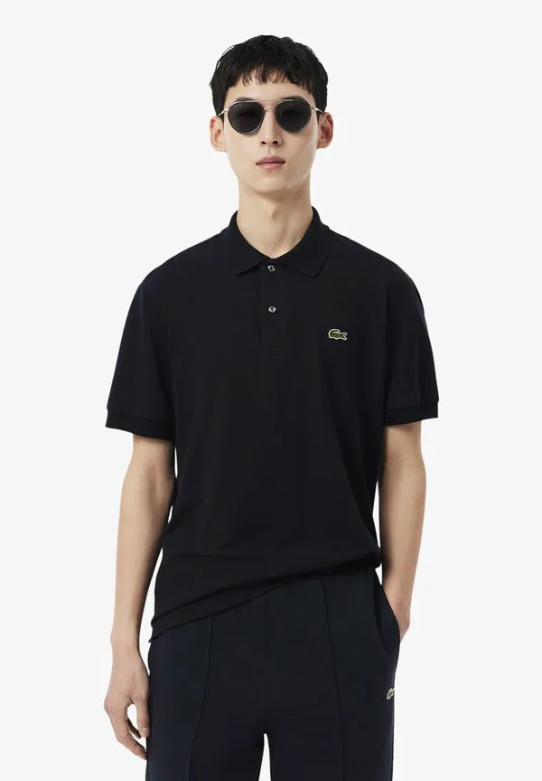 Рубашка-поло Lacoste с короткими рукавами, однотонная, черный