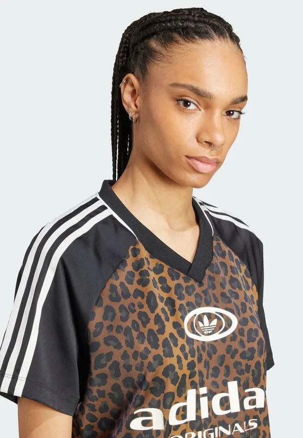 Футболка с атласным принтом и изображением льва Adidas Originals, Multicolor Bronze Strata — фото 3