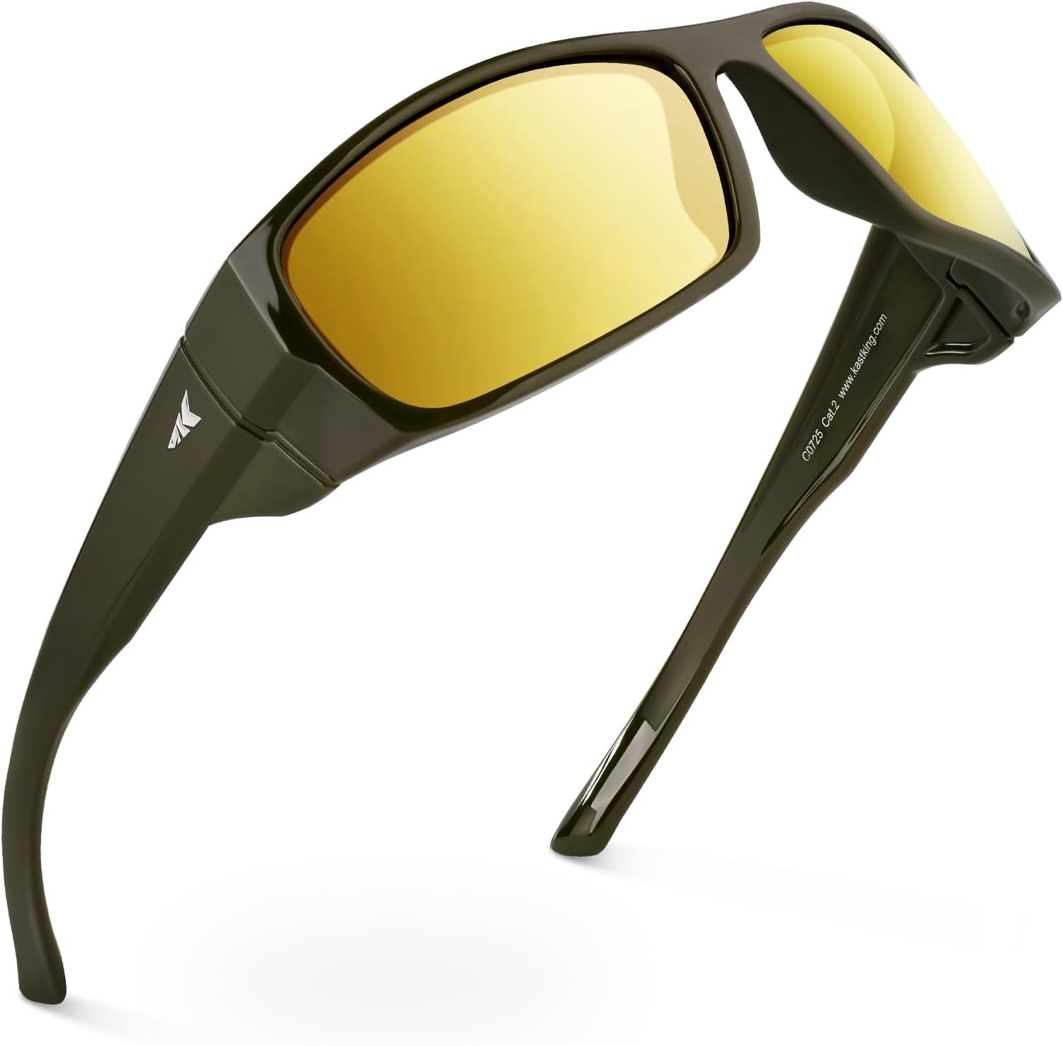 

Поляризованные солнцезащитные очки KastKing Gauley с защитным покрытием линз PuriVex, защитой от УФ-излучения UV 400 и обтекаемым дизайном, спортивные очки для рыбалки, E: Gloss Solid Olive Frame, Golden Bronze Mirror