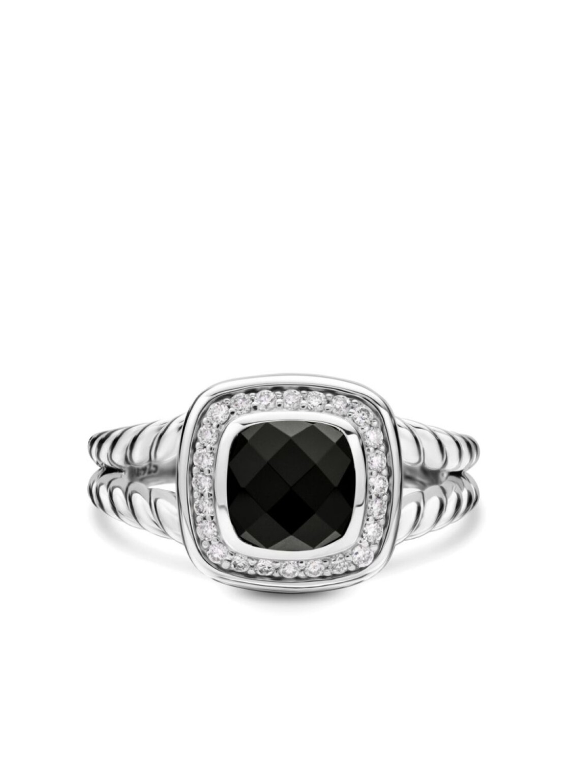 

Кольцо Petite Albion из стерлингового серебра с ониксом и бриллиантами David Yurman, серебряный