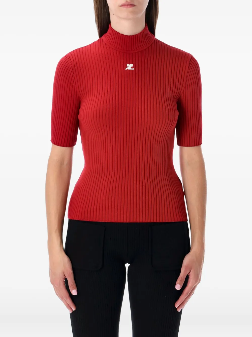 

Ребристый свитер с высоким воротом Reedition Courrèges, красный