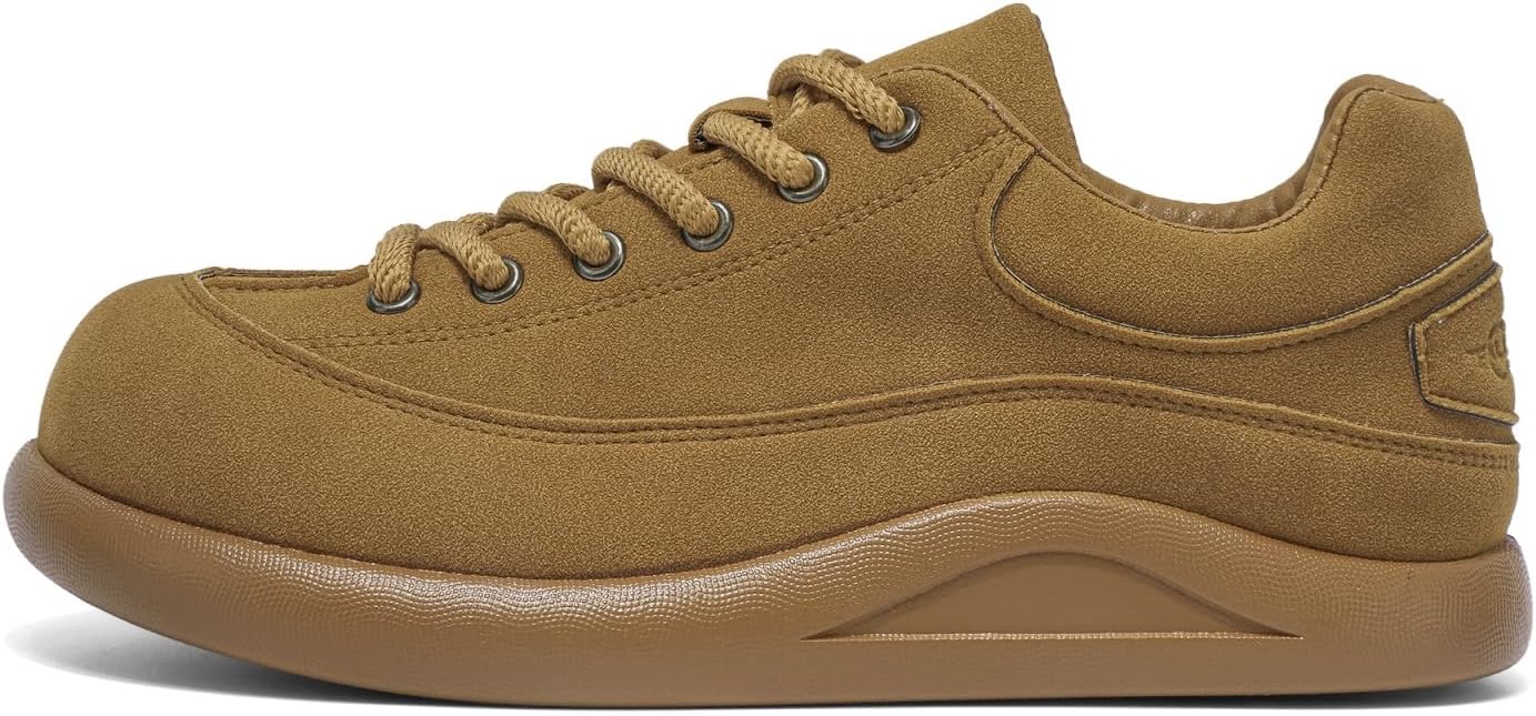 

Мужские замшевые повседневные туфли с шнуровкой, низкие кеды с толстой резиновой подошвой, винтажные минималистичные кожаные туфли для мужчин, удобные для ходьбы Kelibasi, хаки