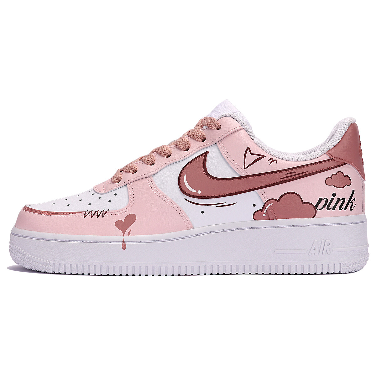 

Кроссовки для скейтбординга Air Force 1 женские низкие розовый/белый Nike